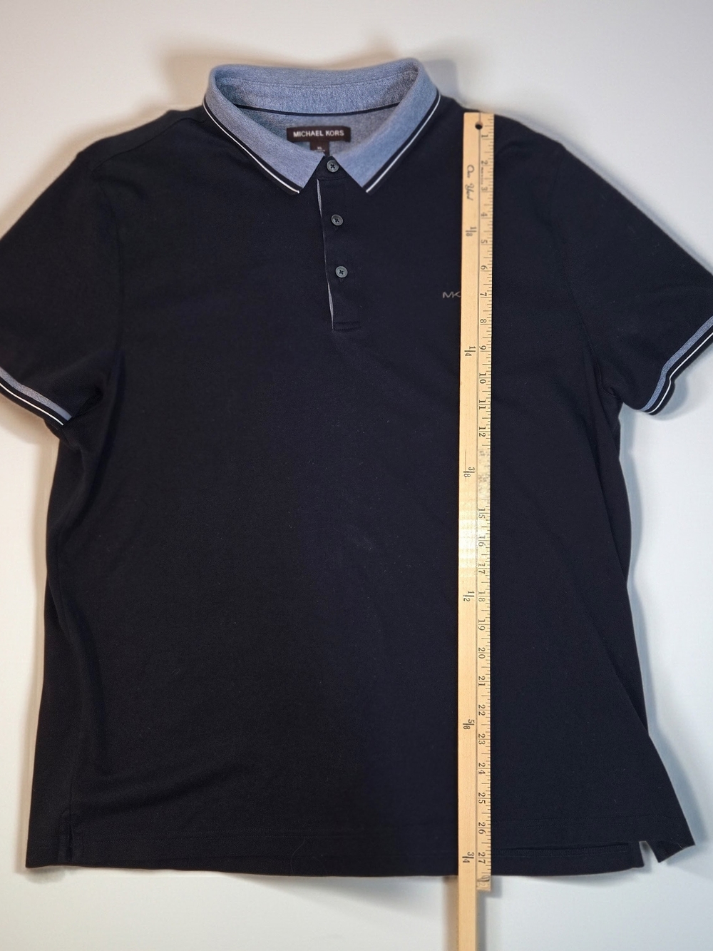 Flawless- Michael Kors - Navy Polo Shirt with Contrast Blue Collar Mens Size XL - Picture 4 of 11